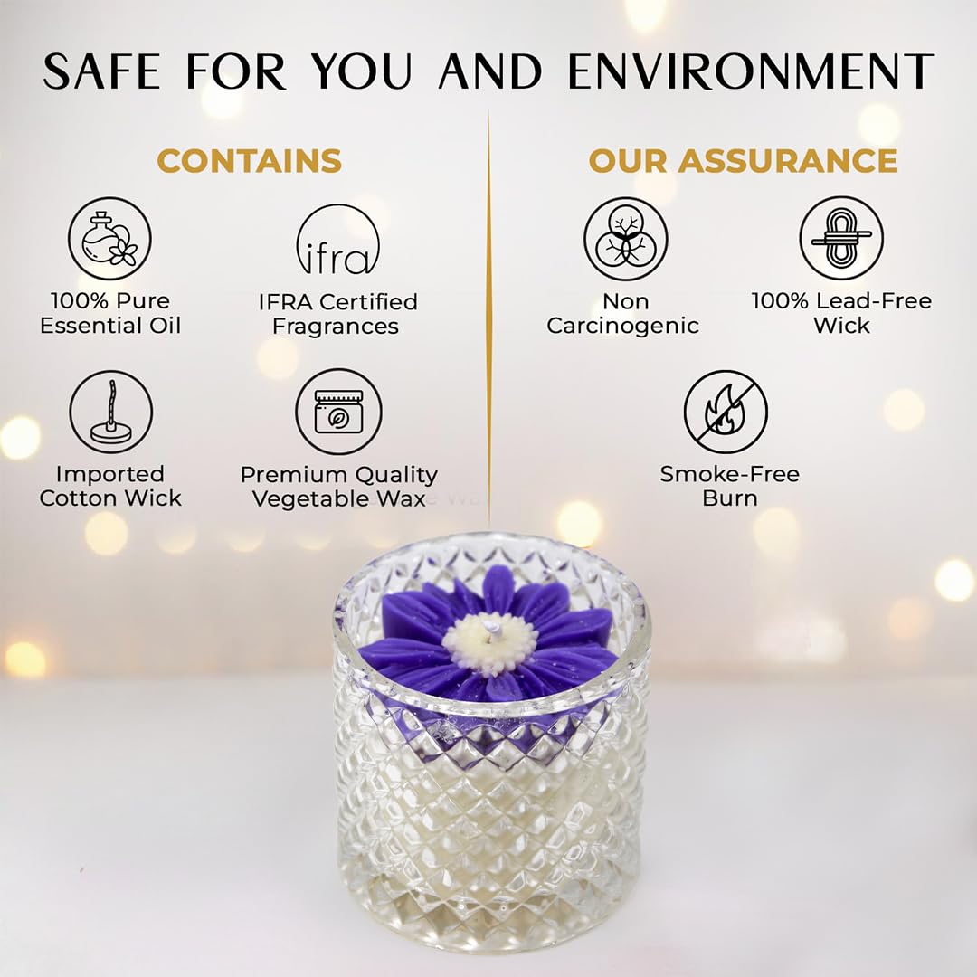 Lumos Aromēa by Artkart | Luxury Lavender Candle | 8 Hr Burn | 140g | 100% Soy Wax | Non-Toxic, Memorable Gift (Lavender)