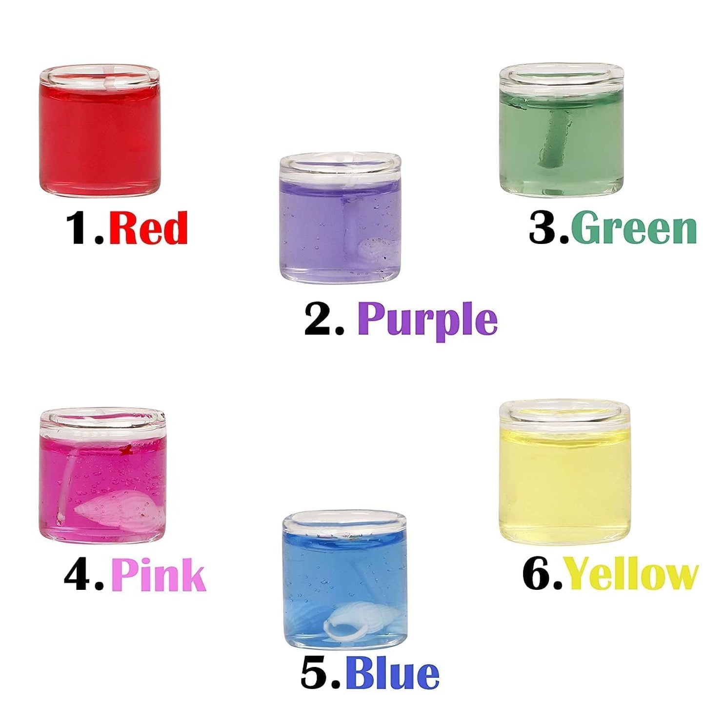 Glass Jelly Gel Candles (Pack of 6) | Cute Romantic Unscented Smokeless Dripless Candles for Diwali Decoration, Home Decor, Office & Festivals