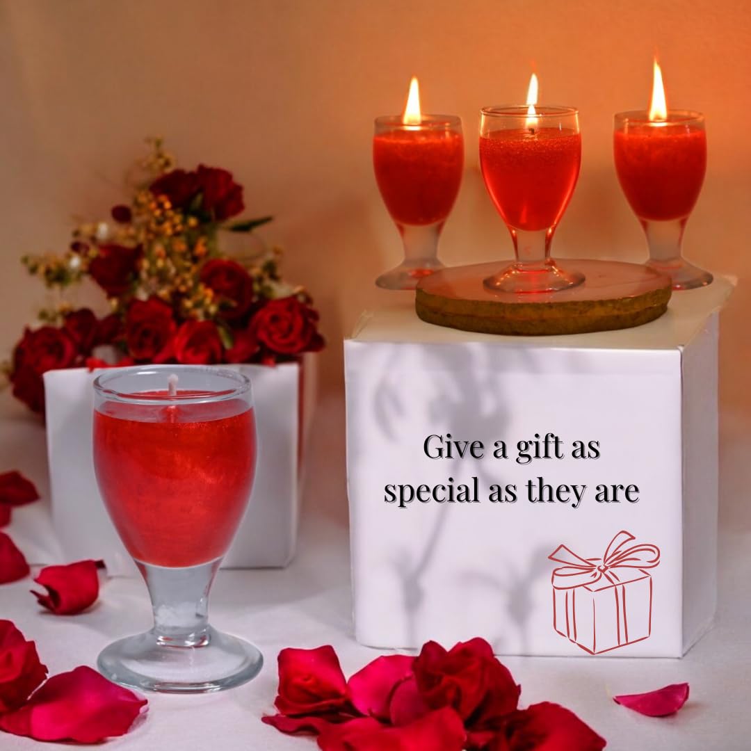Wine Glass Candle, Set of 2, Valentine Candle for Gift, Valentine Candle for Home Decor, for Romantic Date Night Setup