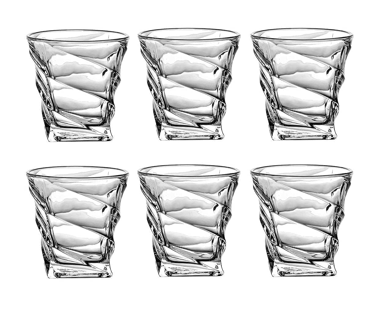 Spiral Crystal Whiskey Glass Set of 4 (310 ml) – Heavy Base Old Fashioned Tumbler | Chalbhai
