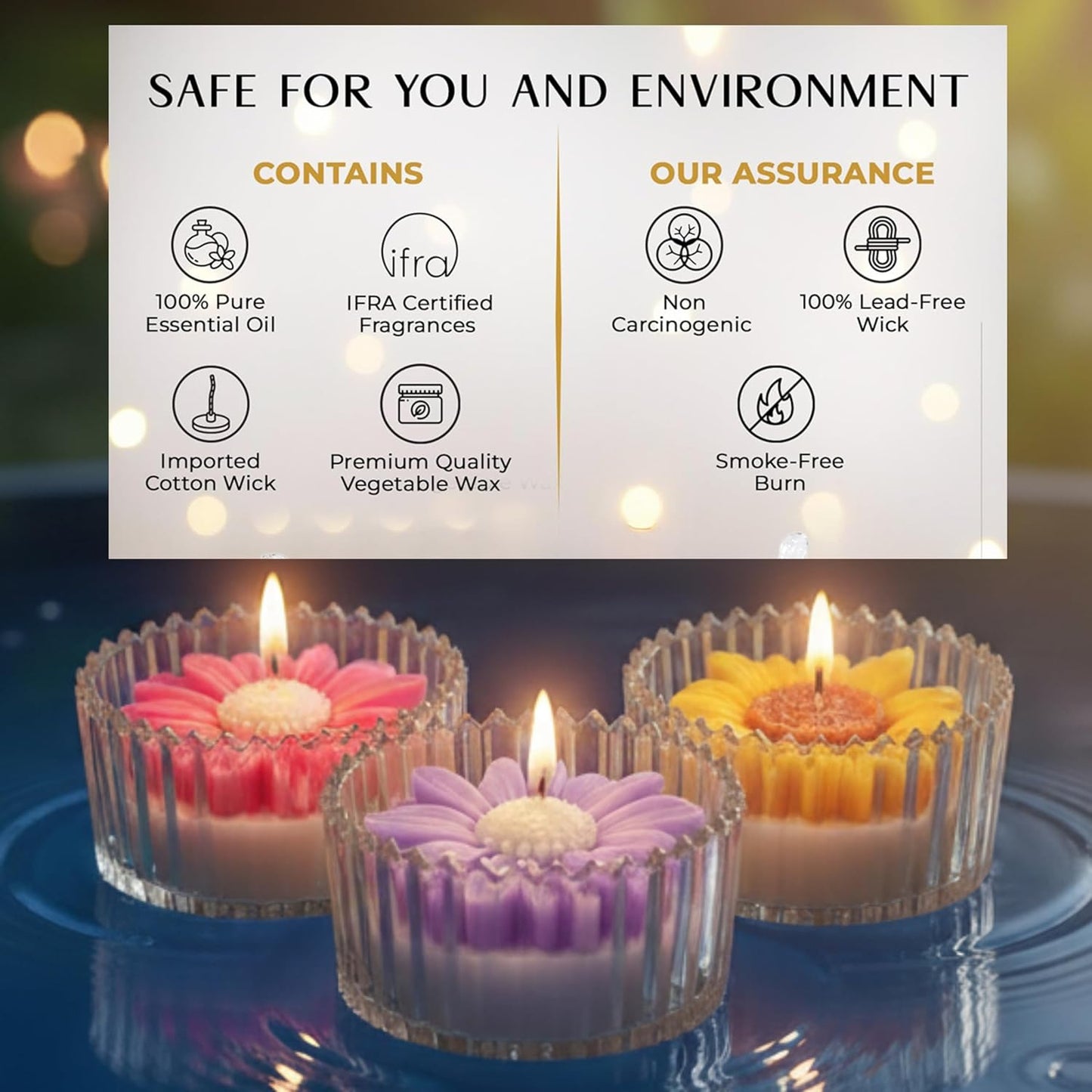 Lumos Aromēa by Artkart | Luxury Triplet Candles | 80 Hr Burn | 140g | 100% Soy Wax | Non-Toxic, Memorable Gift (Triplet)