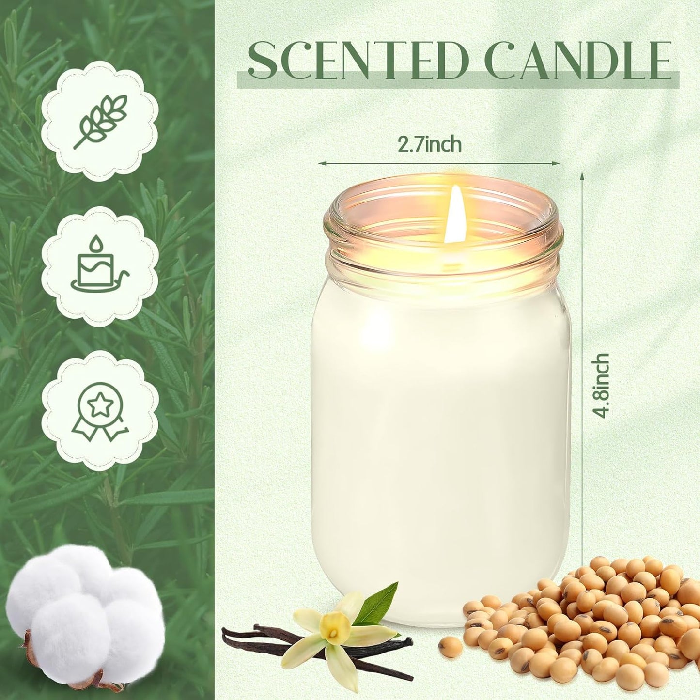 Set of 4 Soy Wax Scented Candles in Mason Jars | 12oz Aromatherapy Candles for Home & Gift Use