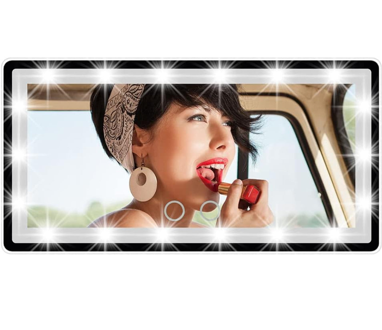 Car Visor Vanity Mirror with LED Lights | Rechargeable Makeup Mirror with Touch Control | 3 Light Modes