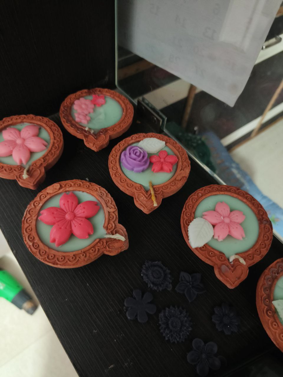 Handmade Floral Terracotta Diya Candle Set | Organic Soy Wax | Traditional Indian Festival Decor for Diwali | Scented Home & Spiritual Gift