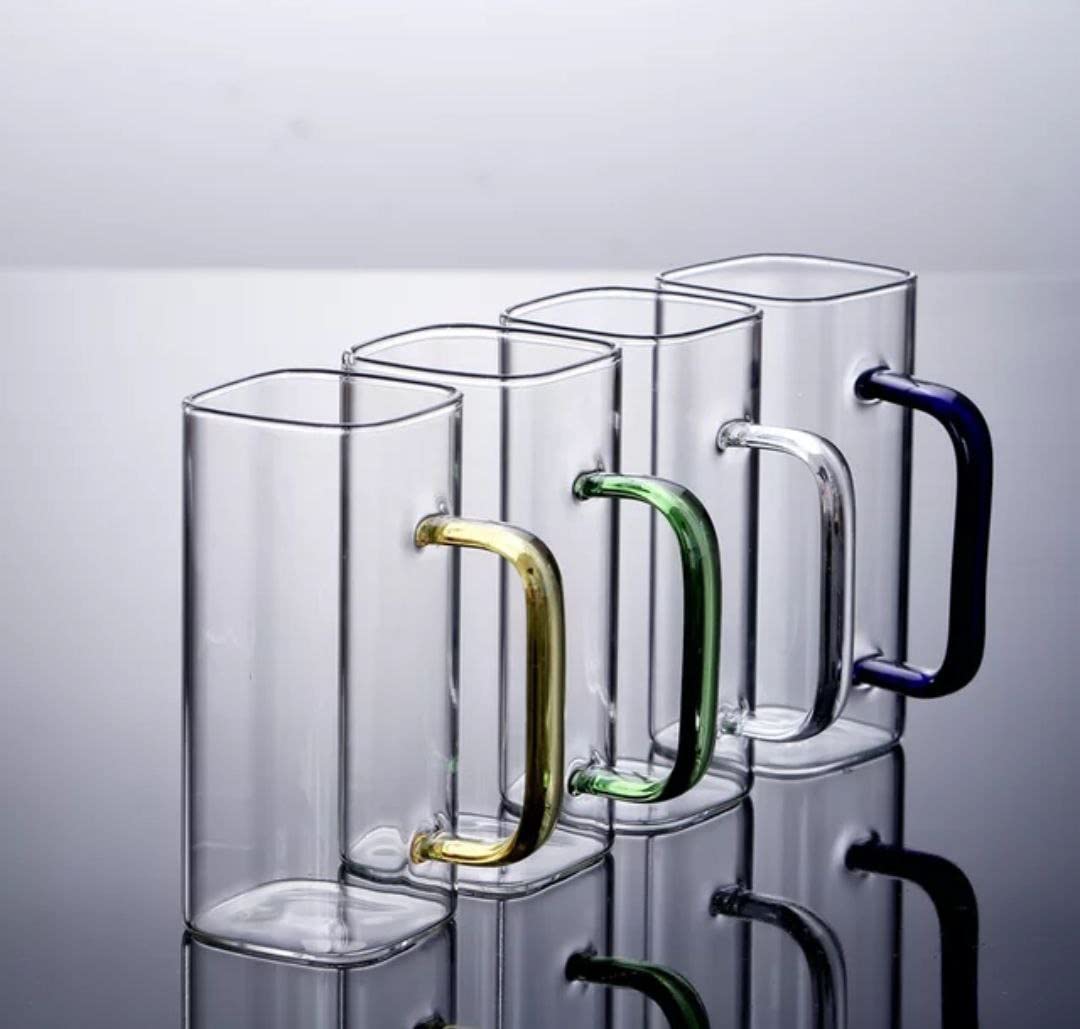 Square Borosilicate Glass Mug