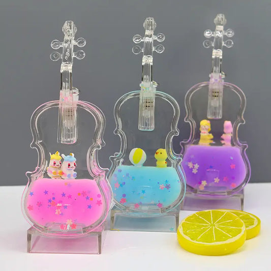 Crystal With Lamp Violin Liquid Floating Oil Droplets Ornaments, Children's Gift