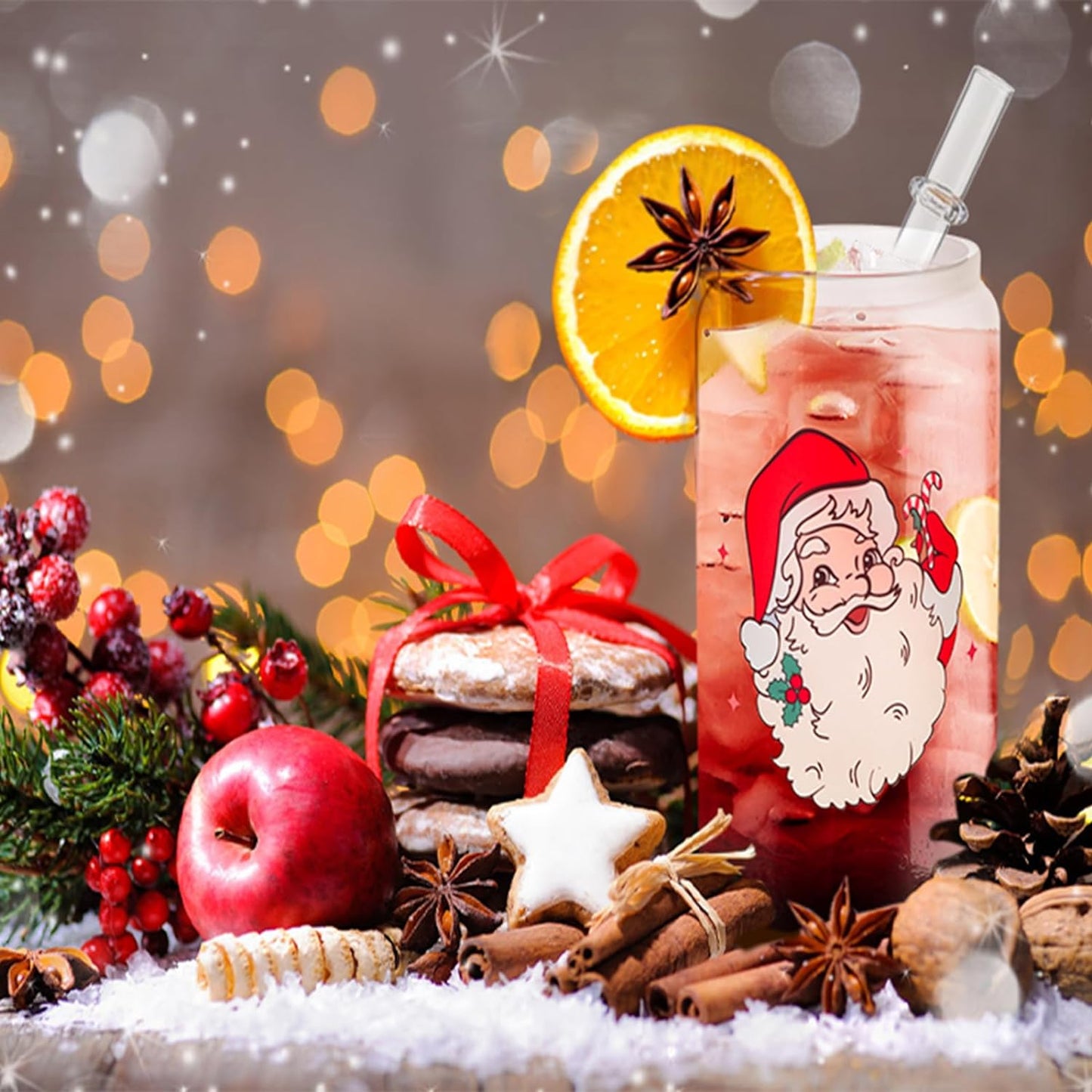 16oz christmas coffee glass cup