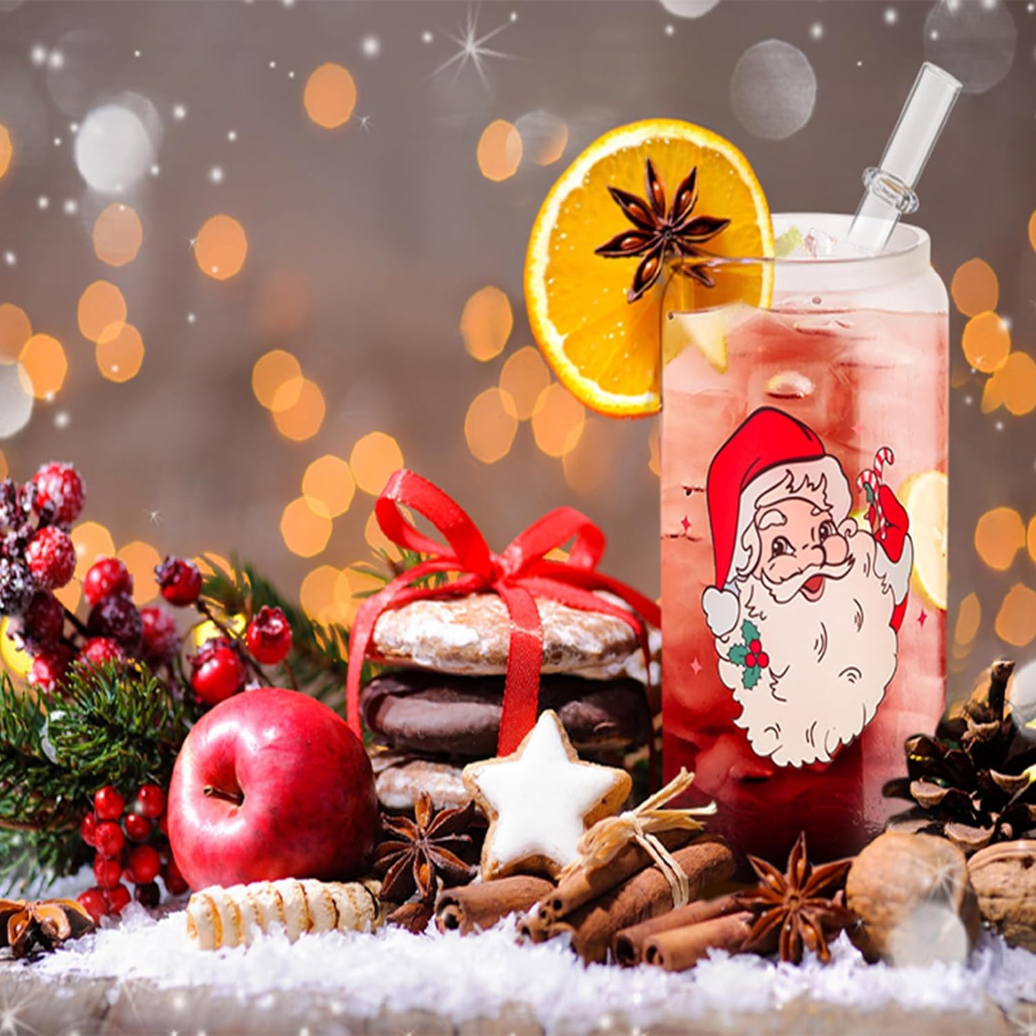 16oz christmas coffee glass cup