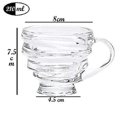 Tea & Coffee Glass Cups, Set of - 6 (Transparent) 180 Ml (Ring)