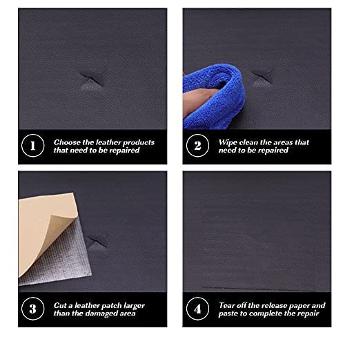 Black Lather - Stratize Adhesive Leather Repair Patch for Upholstery Leather Repair Tape, Self-Adhesive Genuine Leather Patch 30 X 60 Patch Leather Adhesive (Black)