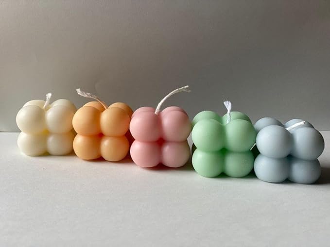 Pastel Bubble Candles – Handmade Soy Wax Aesthetic Cube Candles for Room Decor, Gift Set, Home Decoration – Scented Decorative Candle