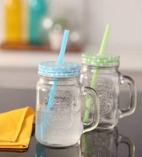 Mug with Straw and lid Coffee Cup Sipper Glass with Straw Mug with Straw Coffee Cup with lid Tumbler with Straw Glass Sipper with Straw (Coffee Cup) (Mason jars.pack of 2)