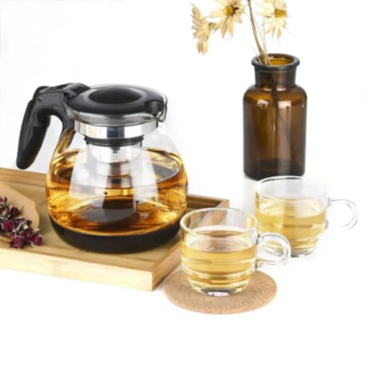 Glass Tea Making Pot Set – Elegant 5-Piece Tea Set with 1000ml Large Teapot and 140ml Cups – Heat-Resistant Glass Kettle for Green Tea, Herbal Infusions, and Everyday Brewing
