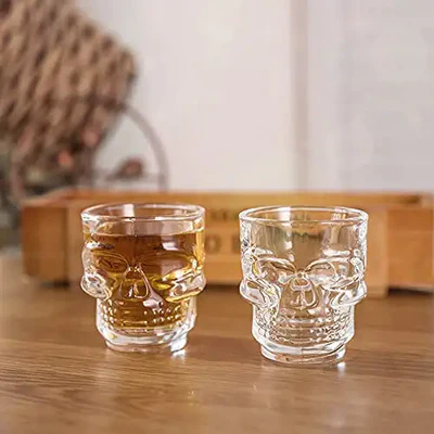 Moden Crystal Clear Skull Shot Glass Set for Vodka Shot, Tequila Shot, Liquor Shot, Wine Tasting, Cocktail Pour, Bar Accessory & Home Decor