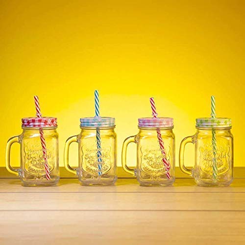 Mug with Straw and lid Coffee Cup Sipper Glass with Straw Mug with Straw Coffee Cup with lid Tumbler with Straw Glass Sipper with Straw (Coffee Cup) (Mason jars.pack of 2)