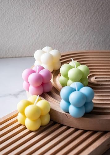 Pastel Bubble Candles – Handmade Soy Wax Aesthetic Cube Candles for Room Decor, Gift Set, Home Decoration – Scented Decorative Candle