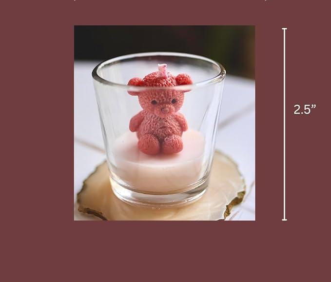 Teddy Bear Candle in Glass Jar – Cute Decorative Candle for Birthday, Anniversary, Valentine & Romantic Dinner | Handmade Luxury Scented Gift for Home Décor & Gifting