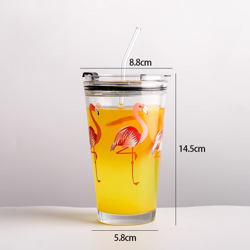 Mug with Straw and lid Coffee Cup Sipper Glass with Straw Mug with Straw Coffee Cup with lid Tumbler with Straw Glass Sipper with Straw(Assorted Print)(400 ML, 1) (Coffee Cup) (Coffee Cup-2 pc)