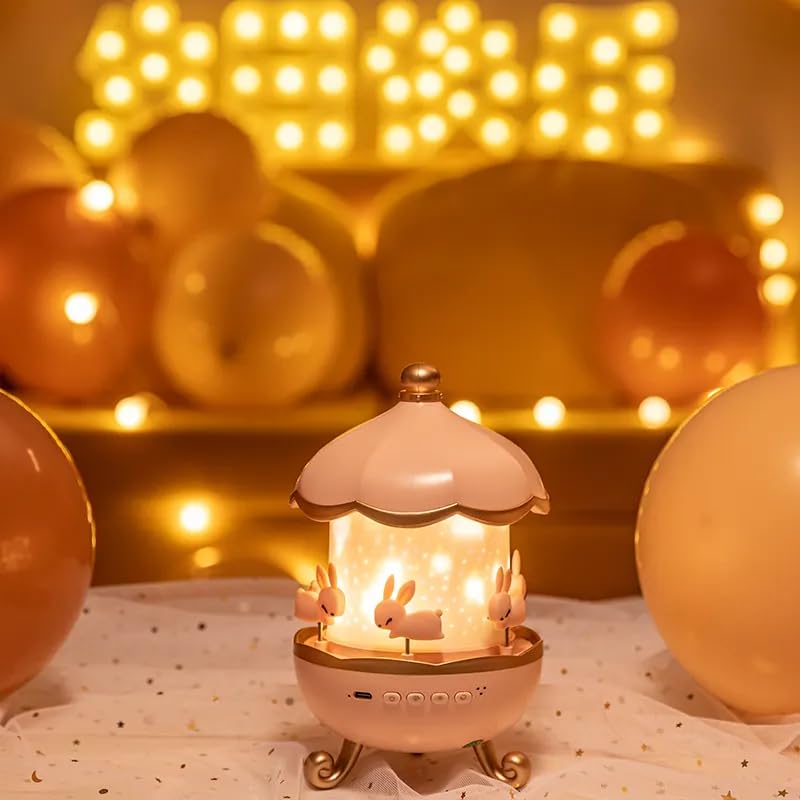 Bunny Night Light Projector with Rotating LED | Star Projection Lamp for Kids Room & Nursery