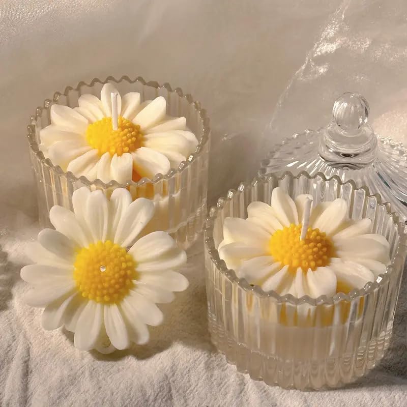 Sunflower Candle in Glass Jar, Soy Wax Long Lasting Jasmine Scented Candles, Aromatherapy Candle Gift for Diwali, Valentine's Day, Birthday, Thanksgiving