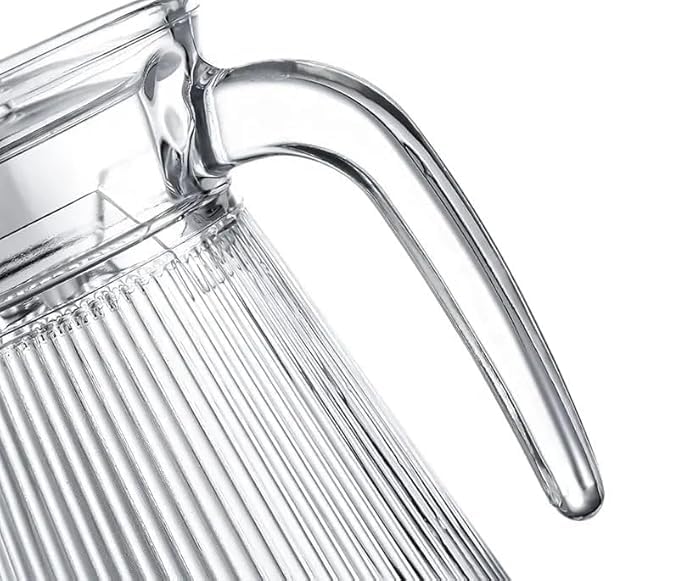 Glass Water Juice Jug Pitcher Carafe with Handle and Plastic Lid for Drinking Beverages, Serving Kitchen and Dining/Tableware-Milk, Juice, Water Lining Jug- 1800ml, 1Pcs