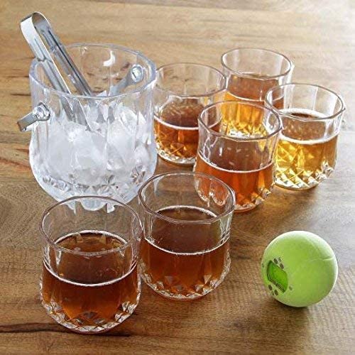 Long Champ Glass Ice Bucket with Whiskey Glasses