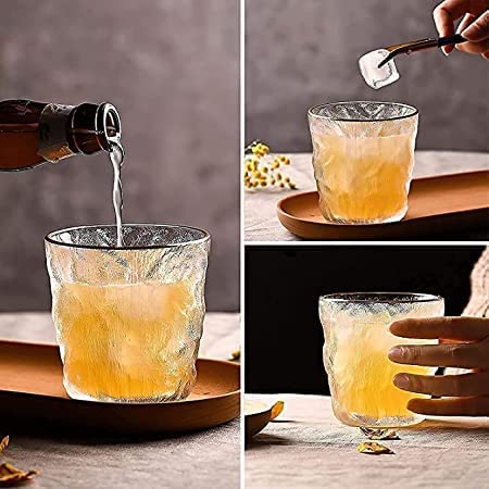 Texture Whiskey Glass HQ 298ML 6PCS Bar Bourbon Whisky Old Fashioned Pattern Water Cup Frosted Clear Beer for Drinking Bourbon, Whisky, Scotch, Cocktails