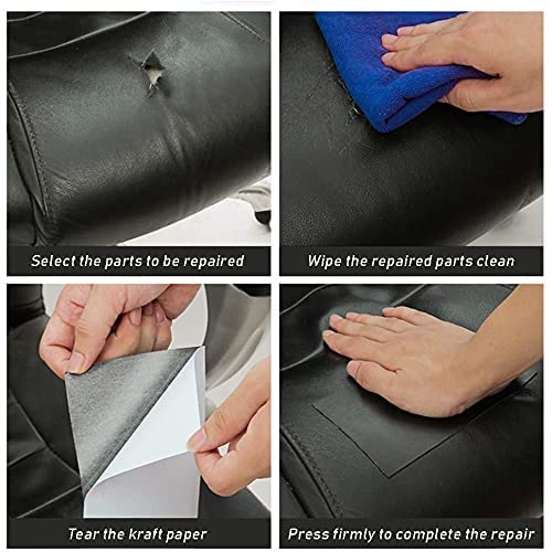 Black Lather - Stratize Adhesive Leather Repair Patch for Upholstery Leather Repair Tape, Self-Adhesive Genuine Leather Patch 30 X 60 Patch Leather Adhesive (Black)