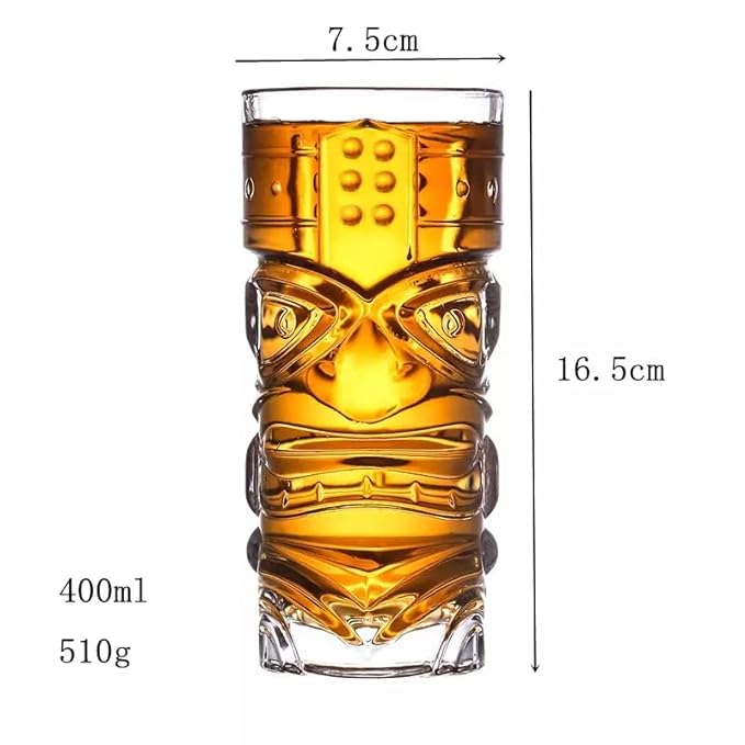 Glassware Cocktail Glasses Hawaiian Style Tiki Mugs-2 400 ml. | Cocktail Glasses for Alcoholic Drinks, Cocktails, Beverages, Water, Juice Etc