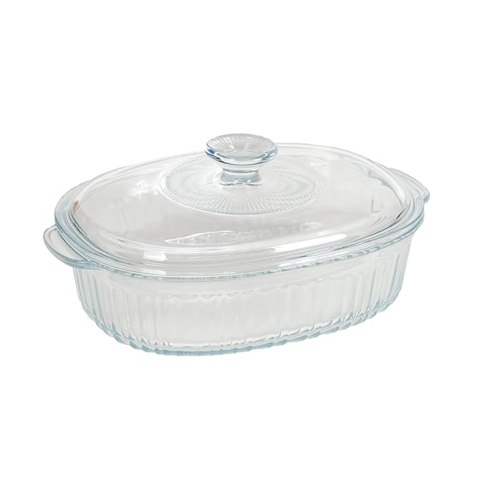 Glass Containers with Lid | Microwave Safe Heat-Resistant Glass Casserole for Baking, Serving, Food Storage (1600 ml)