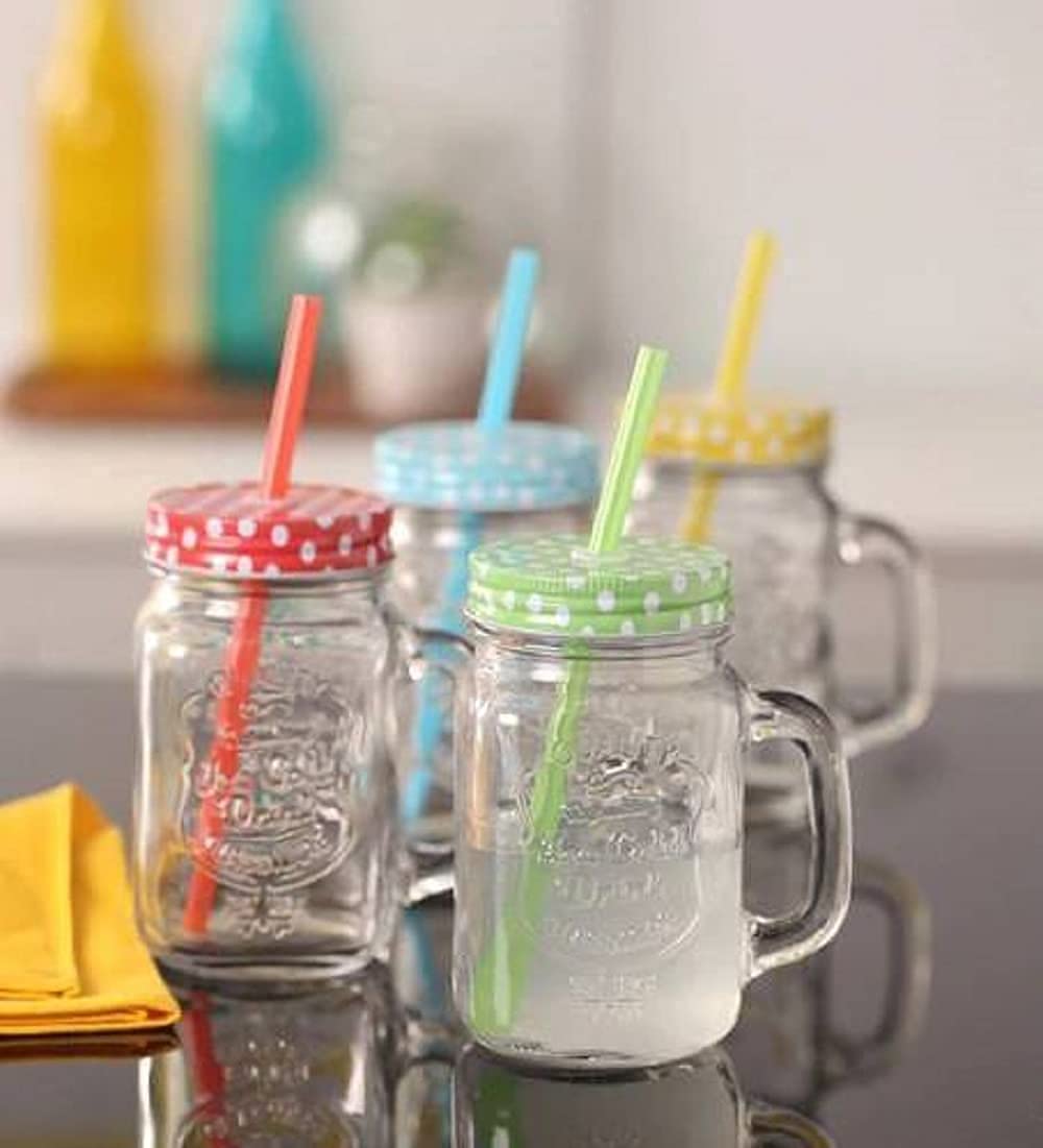 Mug with Straw and lid Coffee Cup Sipper Glass with Straw Mug with Straw Coffee Cup with lid Tumbler with Straw Glass Sipper with Straw (Coffee Cup) (Mason jars.pack of 2)