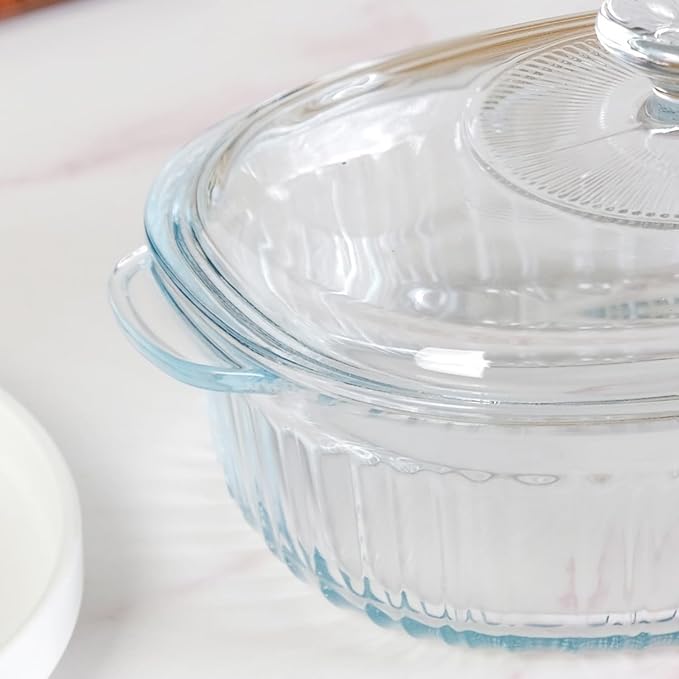 Glass Containers with Lid | Microwave Safe Heat-Resistant Glass Casserole for Baking, Serving, Food Storage (1600 ml)