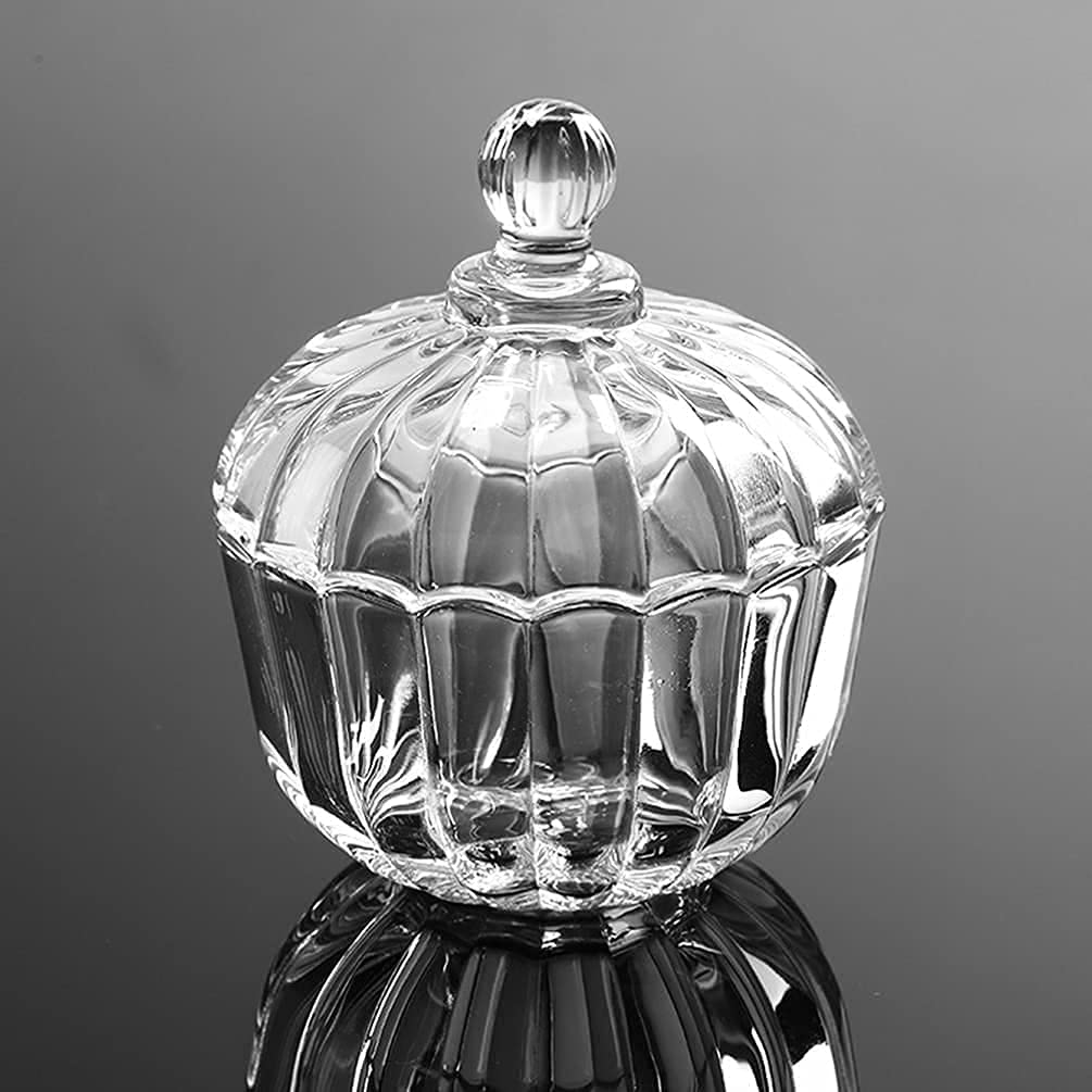 Premium Glass Candy Dish With Lid, Crystal Candy Jar, Cookie Jar, Decorative Candy Bowl, Jewelry Dish, Covered Candy Jars For Buffet, Kitchen, Home, Office Desk (Crystal Candy), 400 Ml