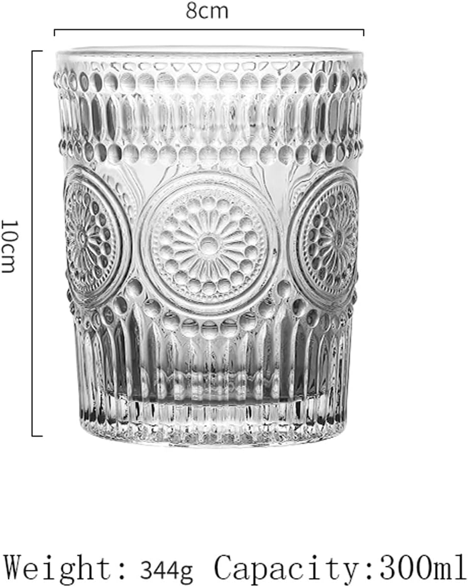 Embossed Designed Romantic Premium Tumbler Water Glasses Perfect for Drinking Whiskey,Juice,Beverages, Beer,Cocktail