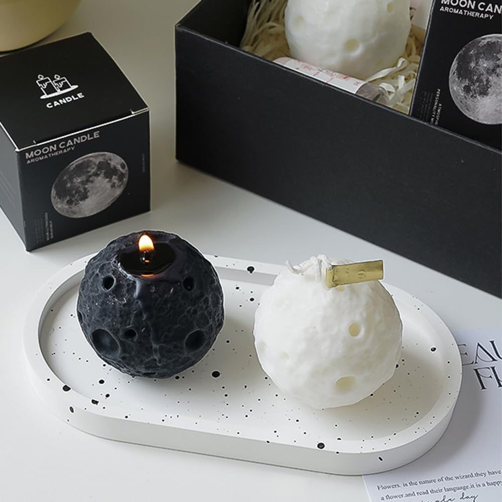 Moon Round Shape Scented Candle, Home Decor Candle, Scented Candle Party Christmas Home Decoration Gifts Room Decor 1 Box