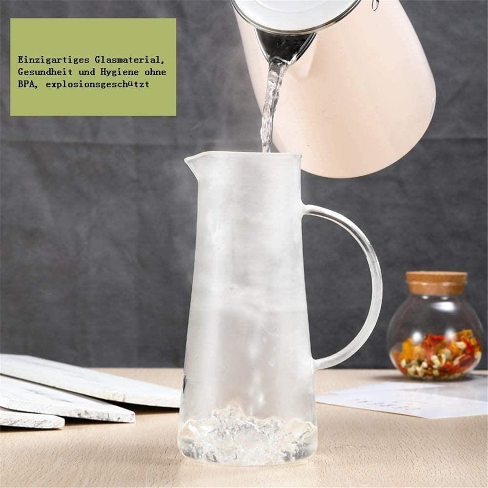 Teapot Water Jug Glass Teapot Pitcher with Lid Iced Handle Borosilicate Heat-Resistant Glass Jug for Tea/hot and Cold Water/ice Wine Coffee Milk Juice Beverage Carafe with Spout 1500m