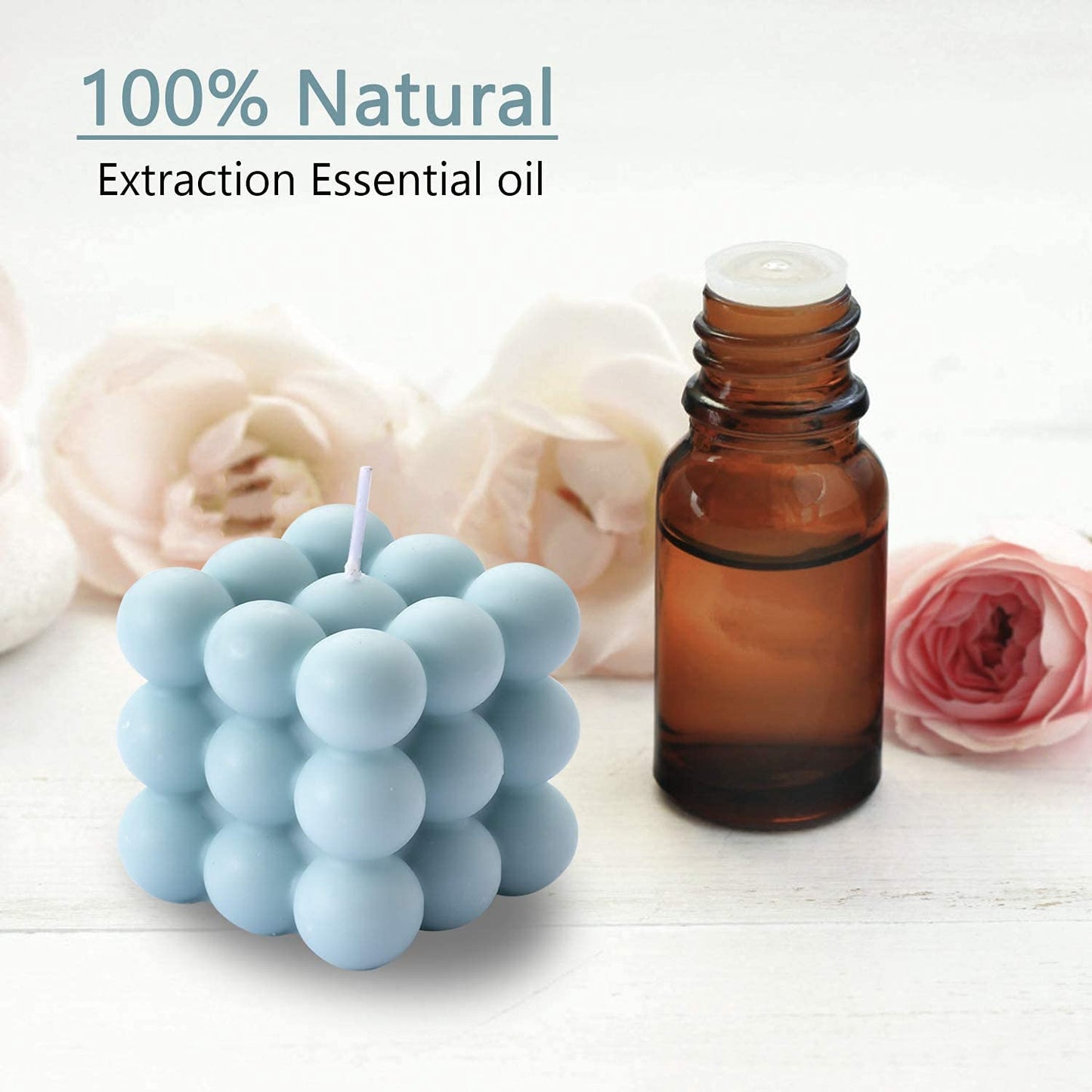 Scented Bubble Candle Set of 2 | Soy & Paraffin Wax Candles for Home Decor (White & Blue)