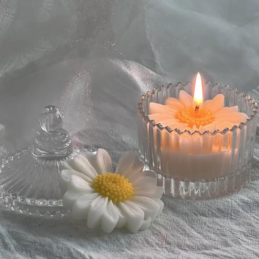 Sunflower Candle in Glass Jar, Soy Wax Long Lasting Jasmine Scented Candles, Aromatherapy Candle Gift for Diwali, Valentine's Day, Birthday, Thanksgiving