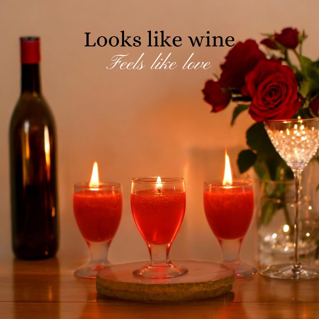 Wine Glass Candle, Set of 2, Valentine Candle for Gift, Valentine Candle for Home Decor, for Romantic Date Night Setup