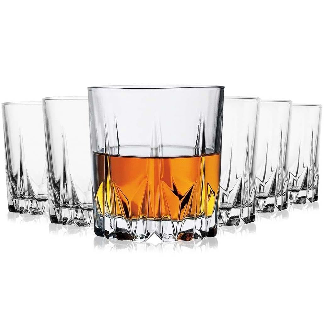 Premium Big Whiskey Glasses Set of 6 - 300 ml Modern Ideal Transparent Bar Glass for Drinking Bourbon, Whisky, Scotch, Cocktails, Wine, Water, - Old Fashioned Cocktail Tumblers Perfect for Entertaining and Enhancing Your Drinking Experience