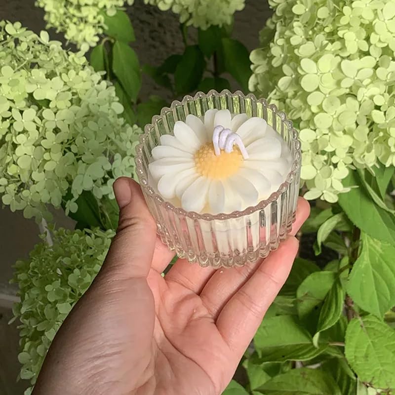 Sunflower Candle in Glass Jar, Soy Wax Long Lasting Jasmine Scented Candles, Aromatherapy Candle Gift for Diwali, Valentine's Day, Birthday, Thanksgiving
