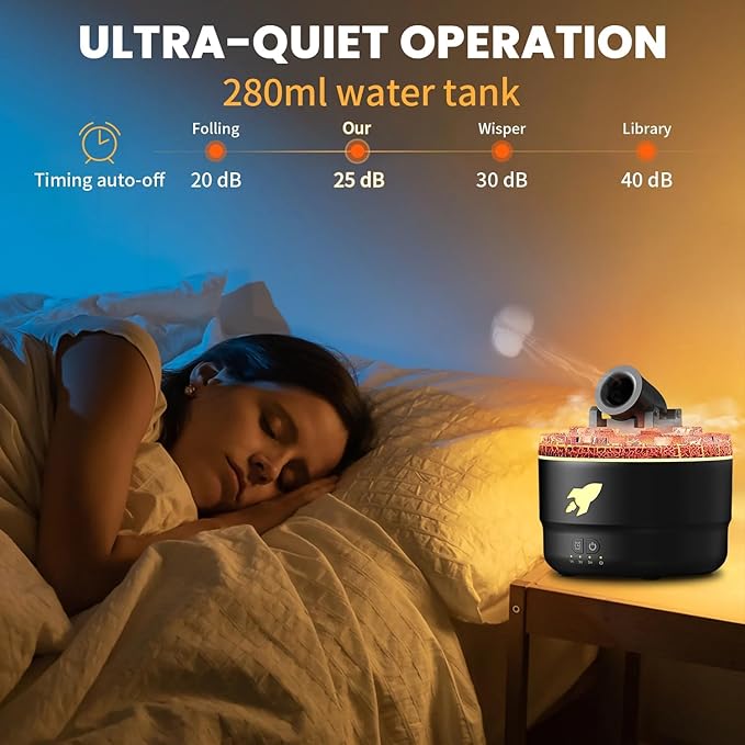 Fulminare Cannon Blast Aroma Humidifier, 7 Colors LED Vapor Cannon Humidifier Silent Diffuser, 2 Mode Creative Turret Air Aromatherapy Small Home Desktop Diffuser for Bedroom