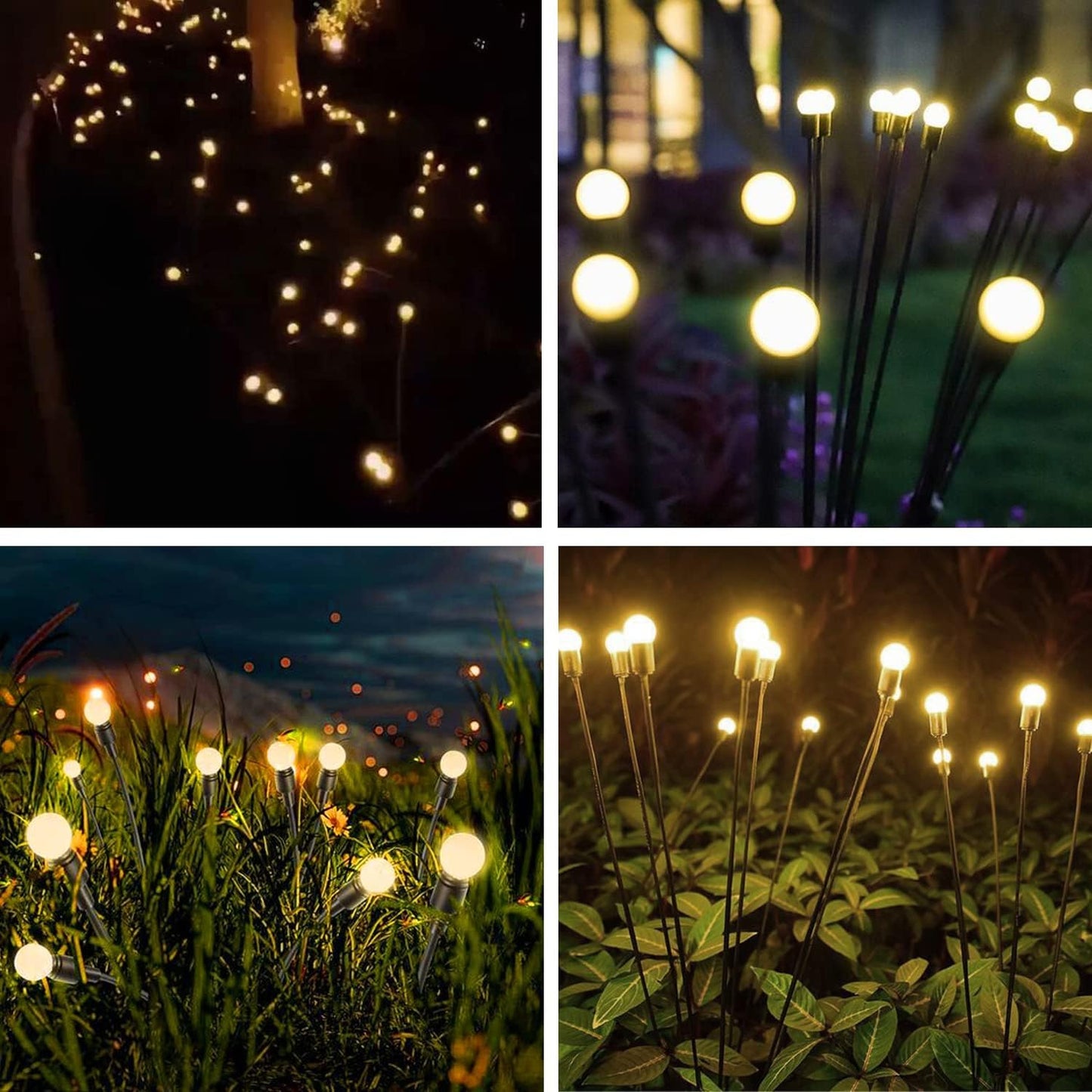 Solar Christmas Lights - Solar Garden Lights Outdoor, Solar Firefly Lights, Sway by Wind, Solar Fairy Lights Outdoor Waterproof for Yard Garden Christmas Decoration(Warm White)