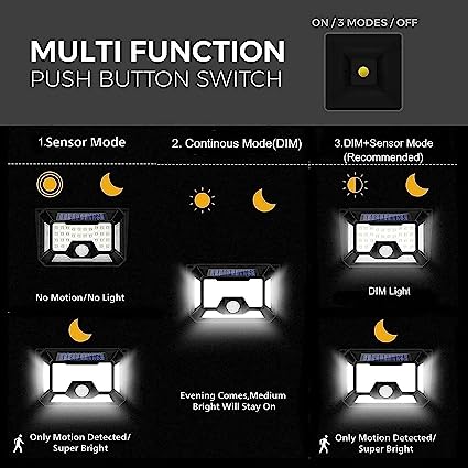 Solar Lights 100 LED Bright Outdoor Security Lights with Motion Sensor Solar Powered Wireless Waterproof Night Spotlight for Outdoor/Garden Wall (100 LED, 1)