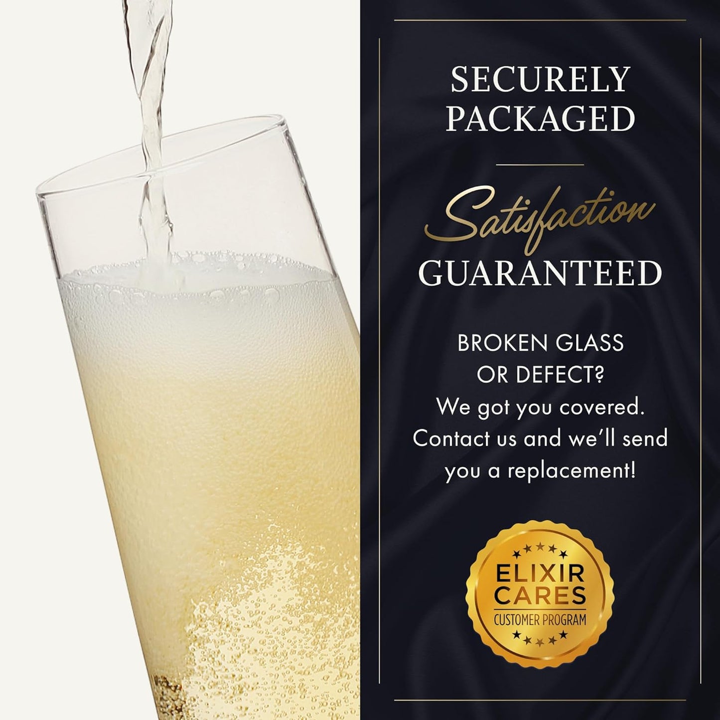 Classy Champagne Flutes - Hand Blown Crystal Champagne Glasses - Set of 4 Elegant Flutes - Gift for Wedding, Anniversary, Christmas - 230ml, Clear