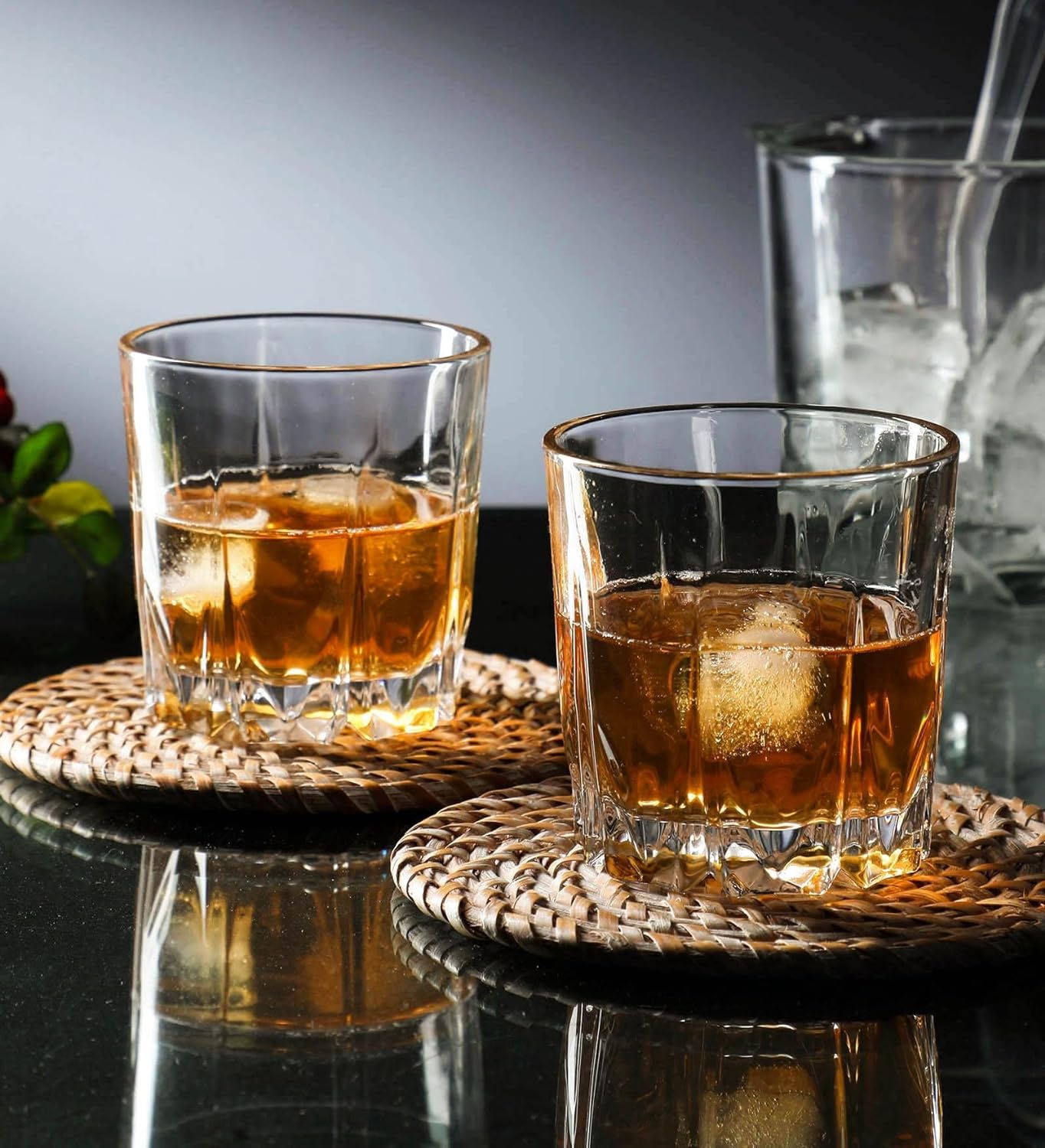 Premium Big Whiskey Glasses Set of 6 - 300 ml Modern Ideal Transparent Bar Glass for Drinking Bourbon, Whisky, Scotch, Cocktails, Wine, Water, - Old Fashioned Cocktail Tumblers Perfect for Entertaining and Enhancing Your Drinking Experience