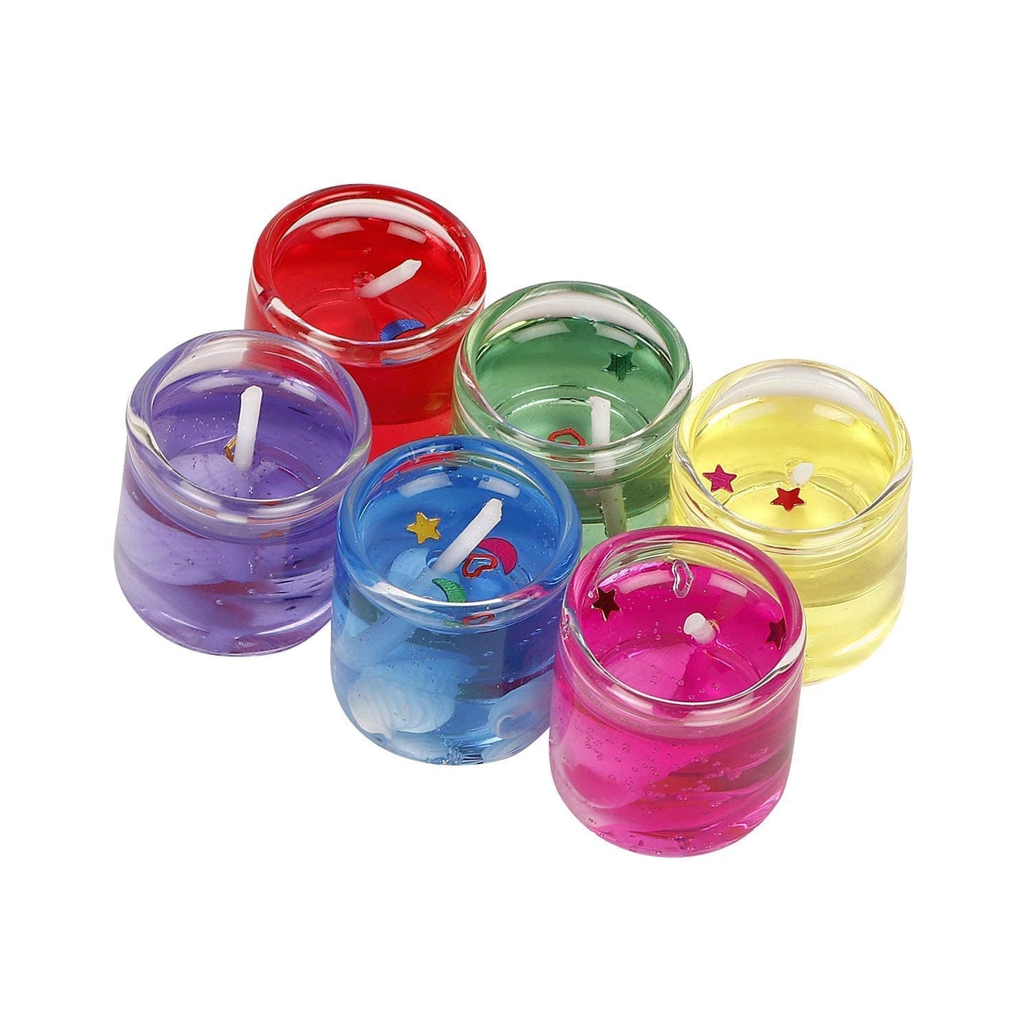 Glass Jelly Gel Candles (Pack of 6) | Cute Romantic Unscented Smokeless Dripless Candles for Diwali Decoration, Home Decor, Office & Festivals