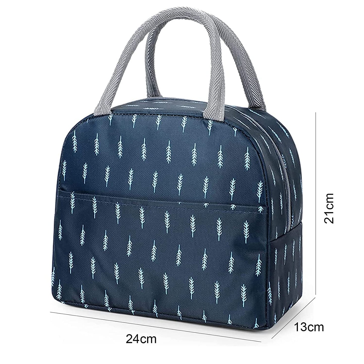 Insulated Lunch Bags Small for Women Work, Student, Kids to School, Thermal Cooler Tote Bag, Picnic Organizer Storage Lunch Box Portable and Reusable (Navy Leaf)