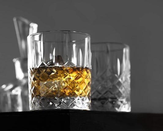 Premium Hand Cut Whiskey Glasses (13 OZ, Set of 4) - Handmade Double Old Fashioned Scotch Glasses - Gift for Bourbon Lovers - Style Glassware for Rum - 4 Rocks glasses in Gift Box