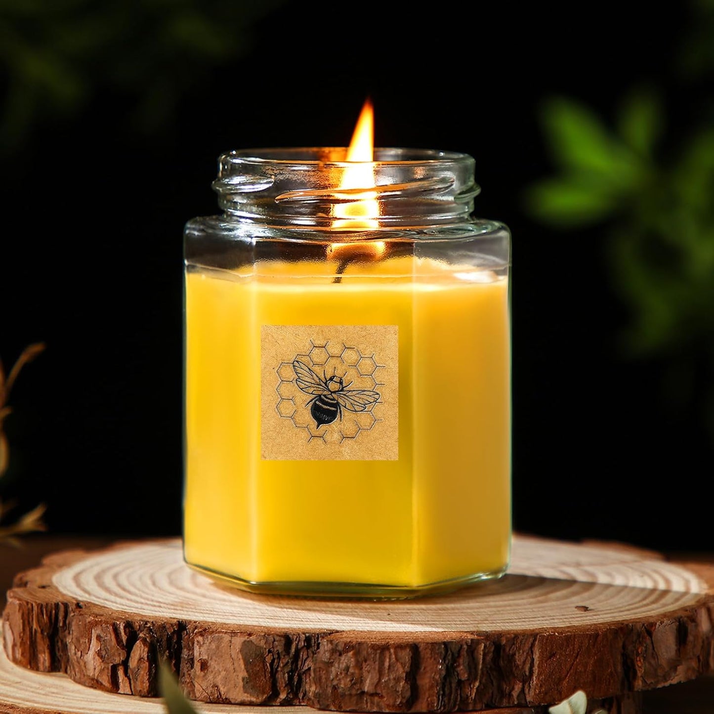 Beeswax Candle in Glass Jar, 100% Pure Beeswax Candle Organic Long Burning Yellow Bees Wax Bridesmaid Gift for Bridal Shower Bachelorette Party